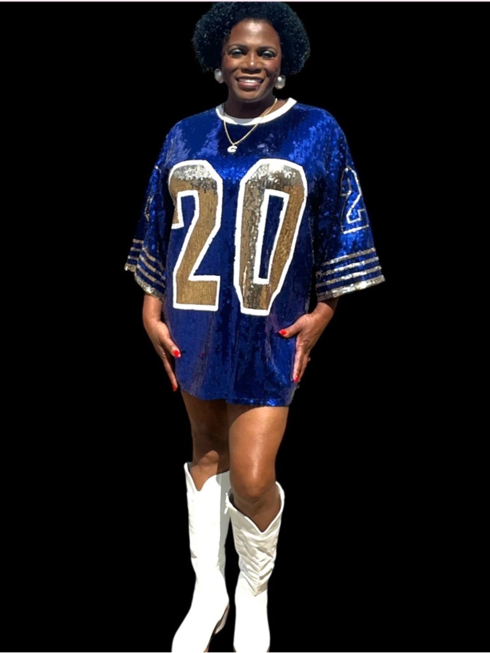 Blue Sequin Birthday 20 t-shirt Jersey Dress Dallas Cowboys Gameday Bling